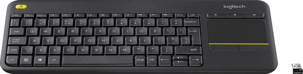 Clavier K400 Plus 920-008385 Noir - Sans fil, Pavé Tactile, 10m portée