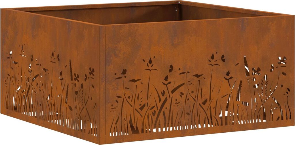 Möbel Feuerstelle Quadratisch 60x60x30 cm Cortenstahl - Feuerkörbe & -schalen 858927