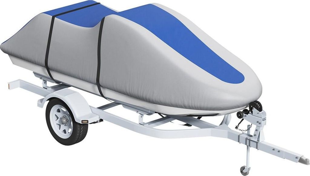 Jet-Ski-Abdeckung, 3200–3420 mm, wasserdichte PWC-Abdeckung für Anhänger, strapazierfähiges 600D-PU-Oxford-Gewebe in Marinequalität, UV-best...
