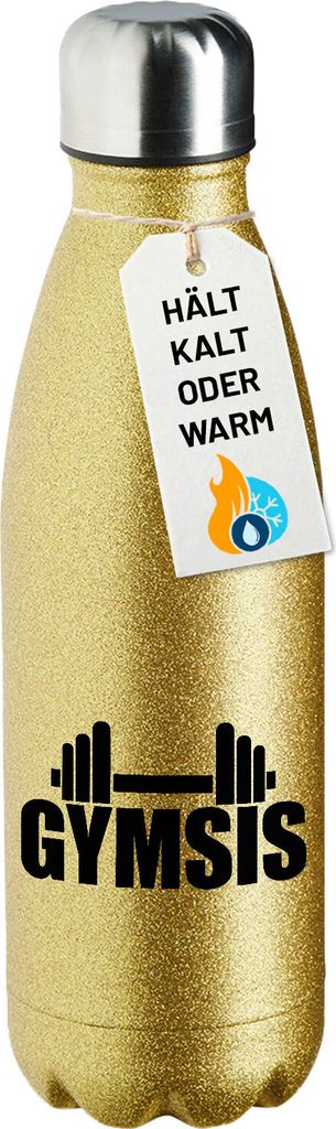 Huuraa Trinkflasche Gymsis Hantel 500ml Gold Edelstahl Wasserflasche Trinkflasche Geschenkidee