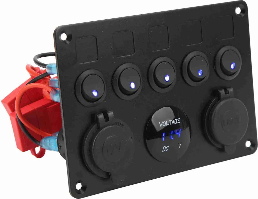 Tableau de Commande pour Camping-car et Bateau 5 Interrupteurs LED