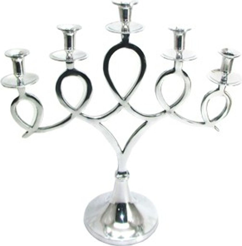 Casa Padrino Designer Kerzenhalter, Kerzenleuchter Aluminium Poliert, 5- Flammig, 55 x 20 x 58cm