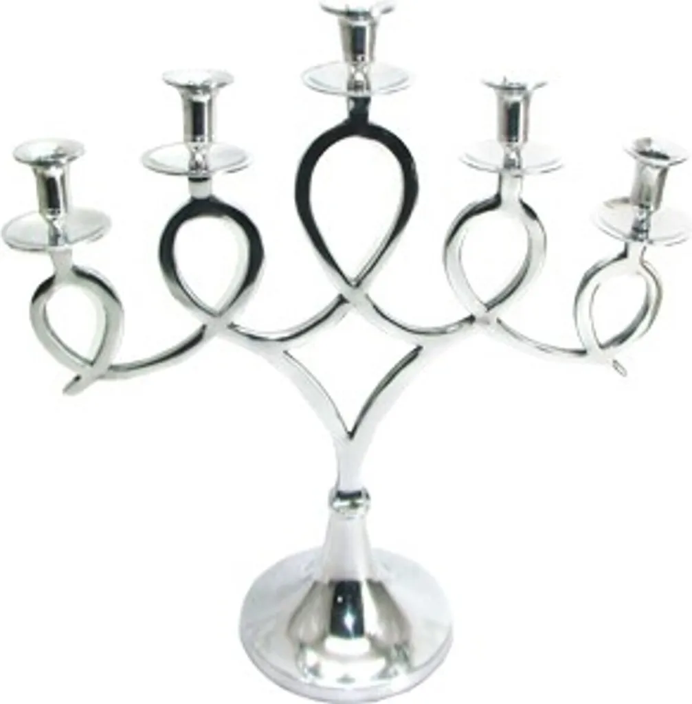 Chandelier designer aluminium poli 5 flammes style baroque moderne