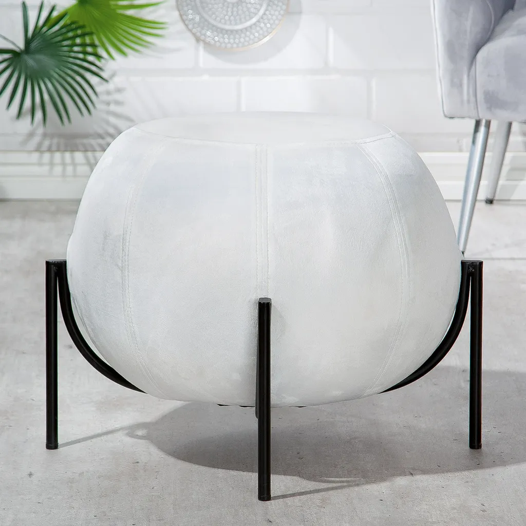 Assise d'Appoint Chic : Pouf York Blanc en Velours contre le Manque de Place