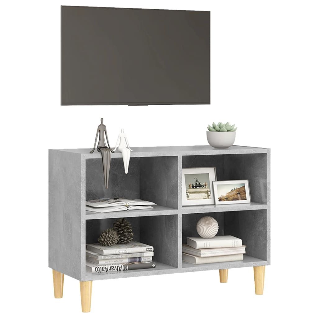 Eleganter Möbel TV-Schrank mit Massivholz-Beinen Betongrau 69,5x30x50cm - CJG593376 - TV-Schränke