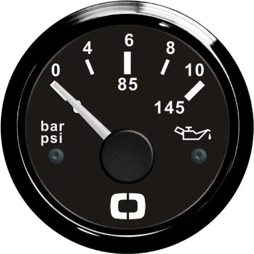 Indicateur de pression d'huile 0/10 bar noir/noir - Manomètre 52mm