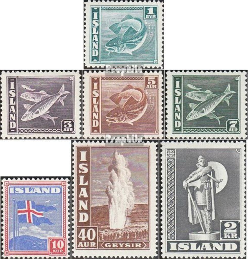 Briefmarken Island 1939 Mi 208-214 (kompl.Ausg.) postfrisch Landesmotive
