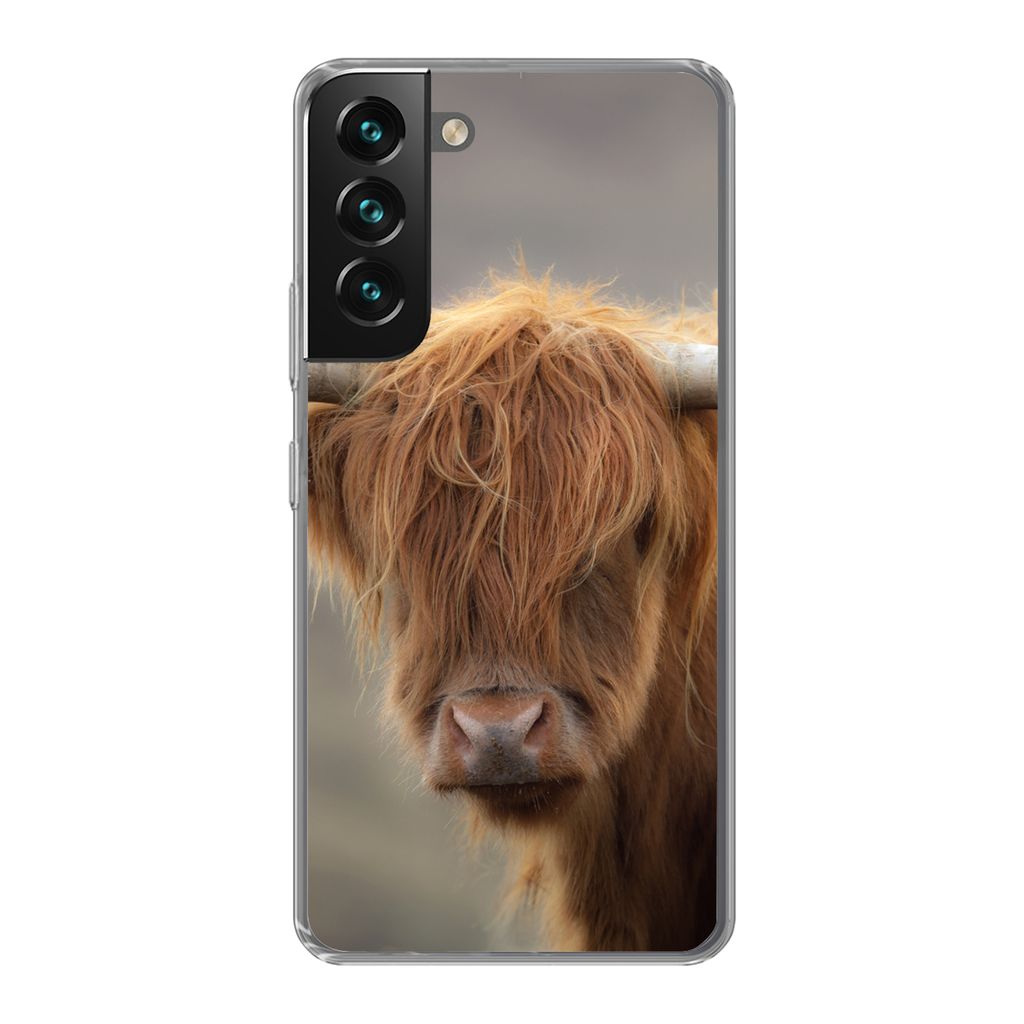 MuchoWow Handyhülle Schutzhülle Hülle für Samsung Galaxy S22 Plus Schottischer Highlander - Hörner - Haare Silikon Softcase Handy Hülle - S...