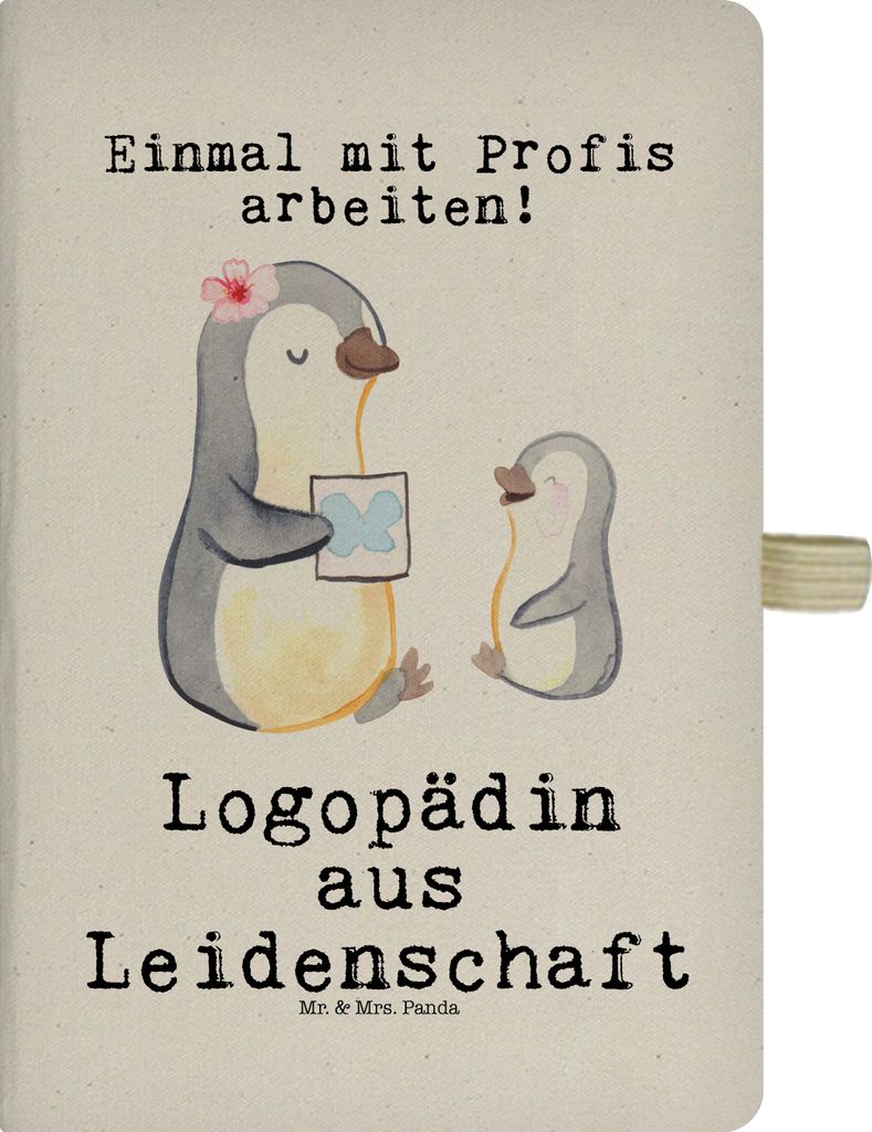 Mr. & Mrs. Panda Tagebuch Logopädin Leidenschaft - Transparent - Geschenk, Ausbildung, Notizbuch A5, Witzig, Skizzenbuch, Reisetagebuch, Adressbuc...