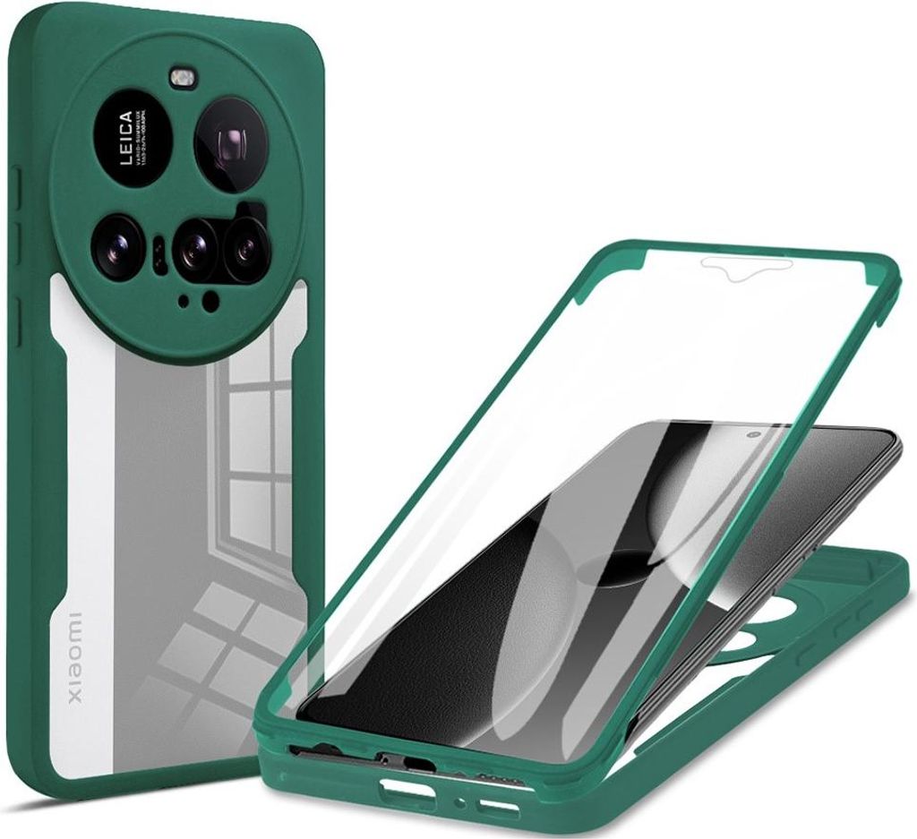 Hülle für Xiaomi 15 Ultra - Phonesta Slim Protect 360 Case mit Displayschutzfolie - Grün