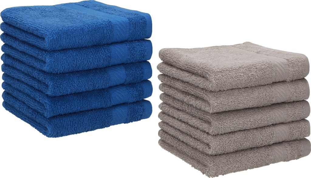Betz 10 Stück Seiftücher 30x30 cm PALERMO 100% Baumwolle Farbe: blau und stone