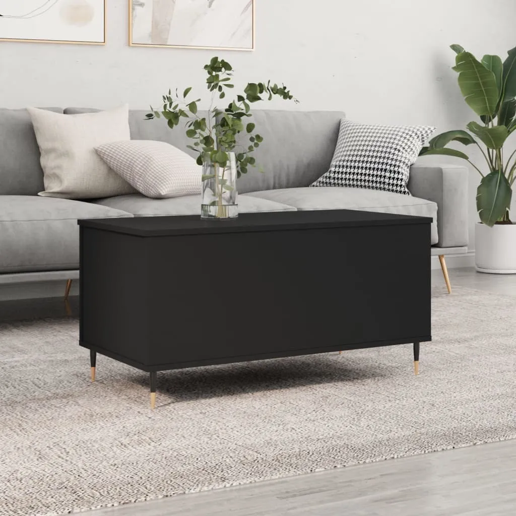 Tavolino Basso Nero 90cm - Coffee Table Moderno con Vano Interno - 2