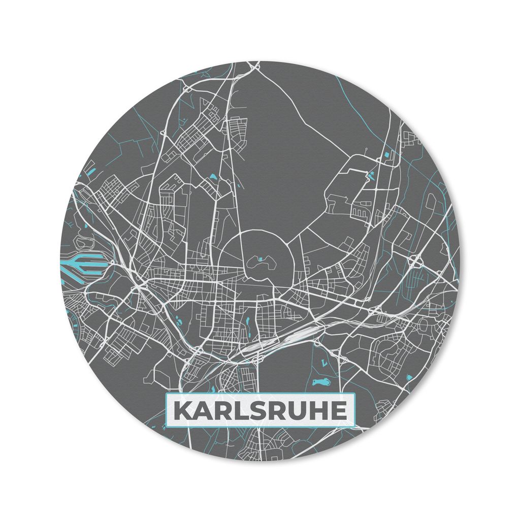 MuchoWow Mauspad Mousepad Stadtplan - Karlsruhe - Deutschland - Karte 20x20 cm - Mousepads - Maus Mat - Pad - Mausunterlage - Schreibtischmatte