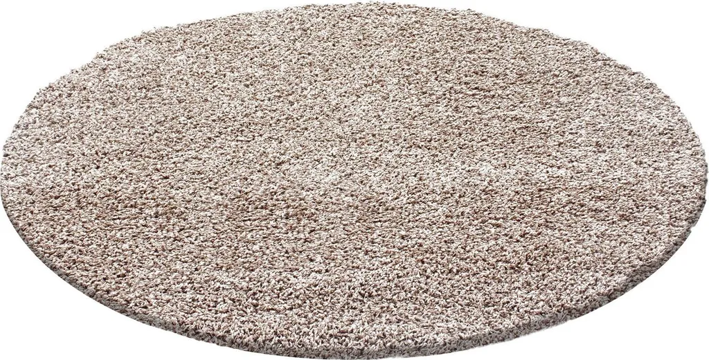 Tapis poils longs rond Ø 120cm beige Life Shaggy pour salon cosy
