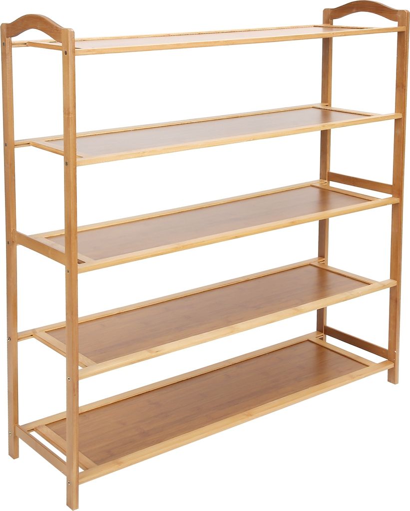 5-Schicht-Schuhregal Stand stapelbar Bambus Schuhe Lagerung Regal Veranstalter für Flur Schlafzimmer