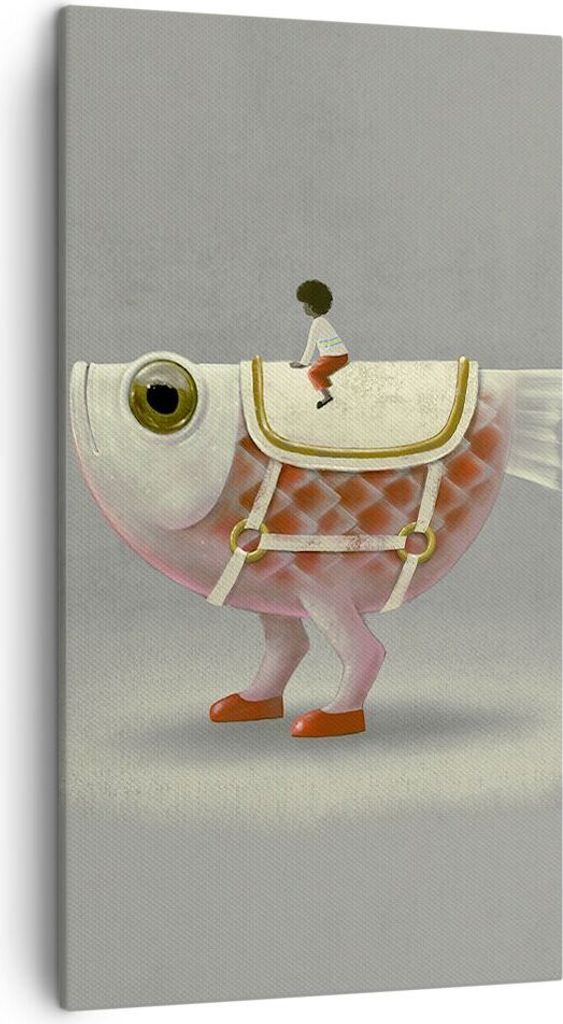 Bild auf Leinwand - Leinwandbild - Einteilig - Surreal Fisch Kind - 45x80cm - Wand Bild - Wanddeko - Wandbilder - Leinwanddruck - Bilder - Wanddeko...