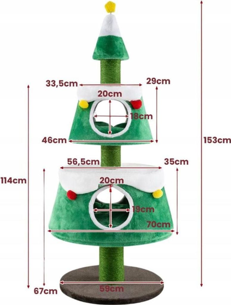 COSTWAY Arbre à chat pour Noël, adorable arbre de Noël pour Image du produit 