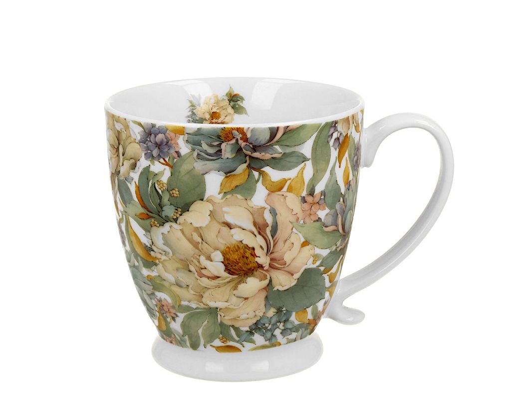 DUO PEONY WHITE Becher 510 ml mit Fuß, New Bone China Porzellan