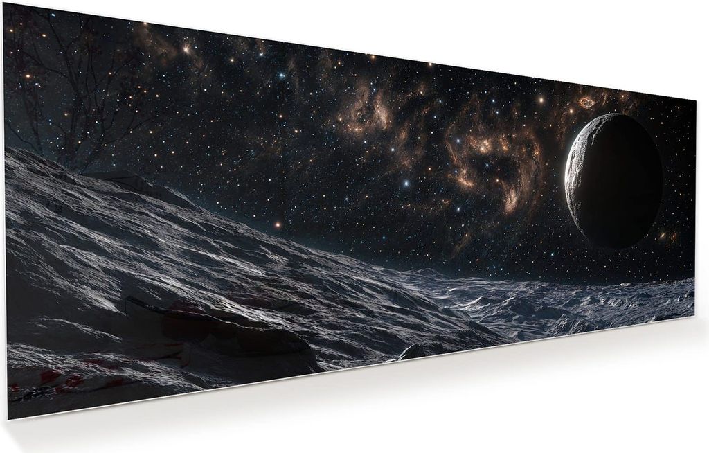 Glasbild 150x60cm in XXL für Wohnzimmer, Schlafzimmer Motiv Weltraumlandschaft