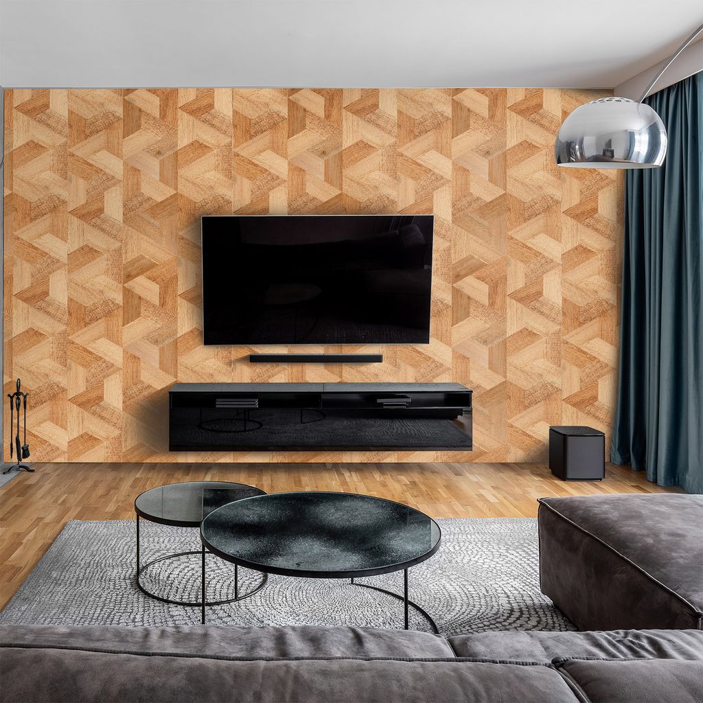 dedeco Wohnzimmerrückwand TV-Wand Wandpaneel Wohnrückwand Rückwand Tapetenersatz, Motiv: Holz V4, 250 x 100 x 0,3cm,wasserfest, robust, als Wand...