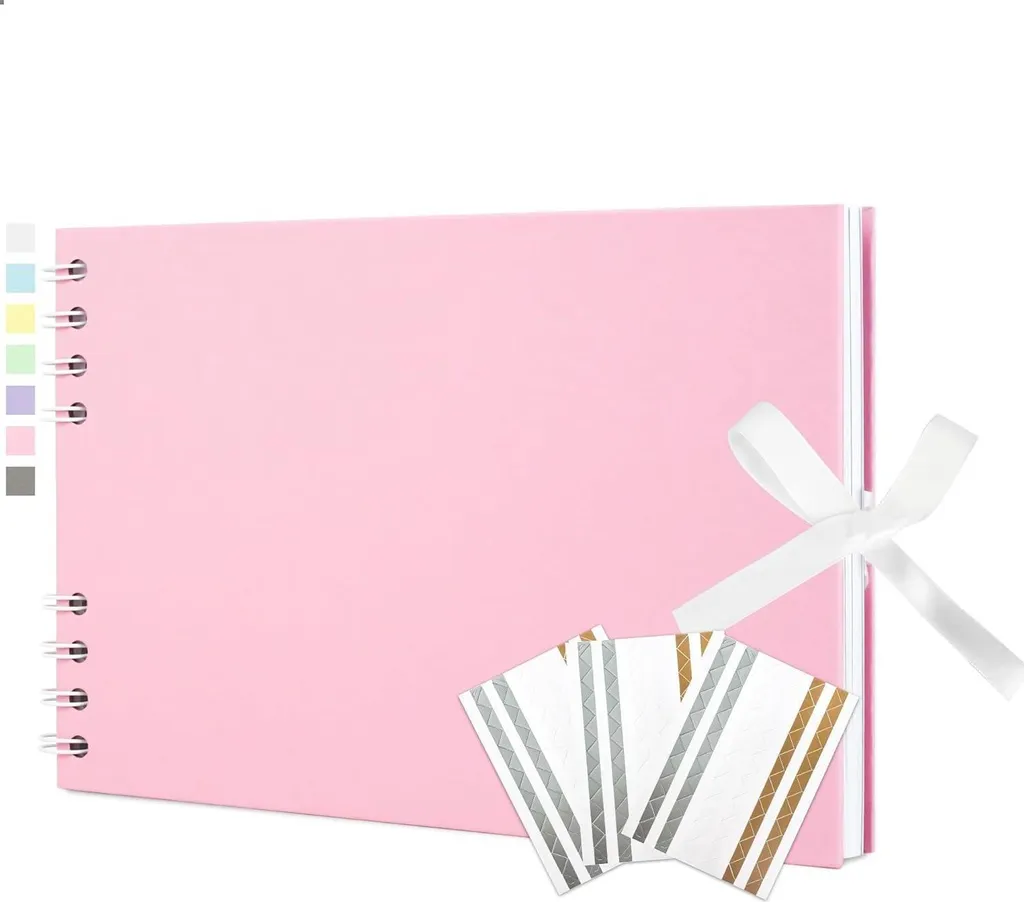 Album Foto Matrimonio Rosa Baby 21.5x15 Scrapbook Spirale 40 Pagine