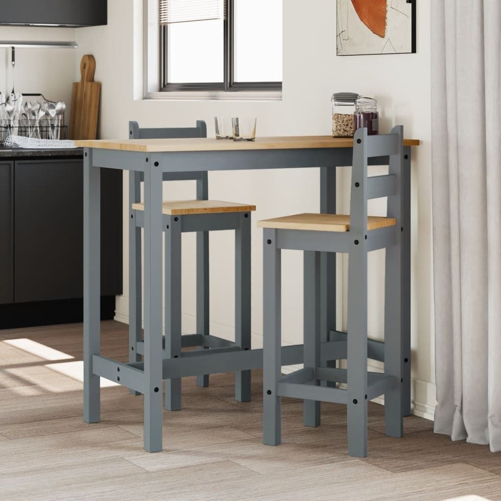 "2026 Promotion" Barstühle 2 Stk. - Hohe Qualität - Grau Massivholz Kiefer - Esszimmer CC23157