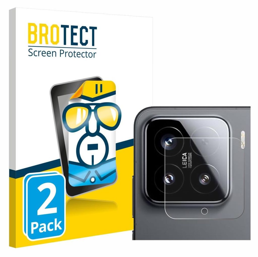 A product image showing packaging for a screen protector and a close-up of a phone camera lens with a screen protector applied.