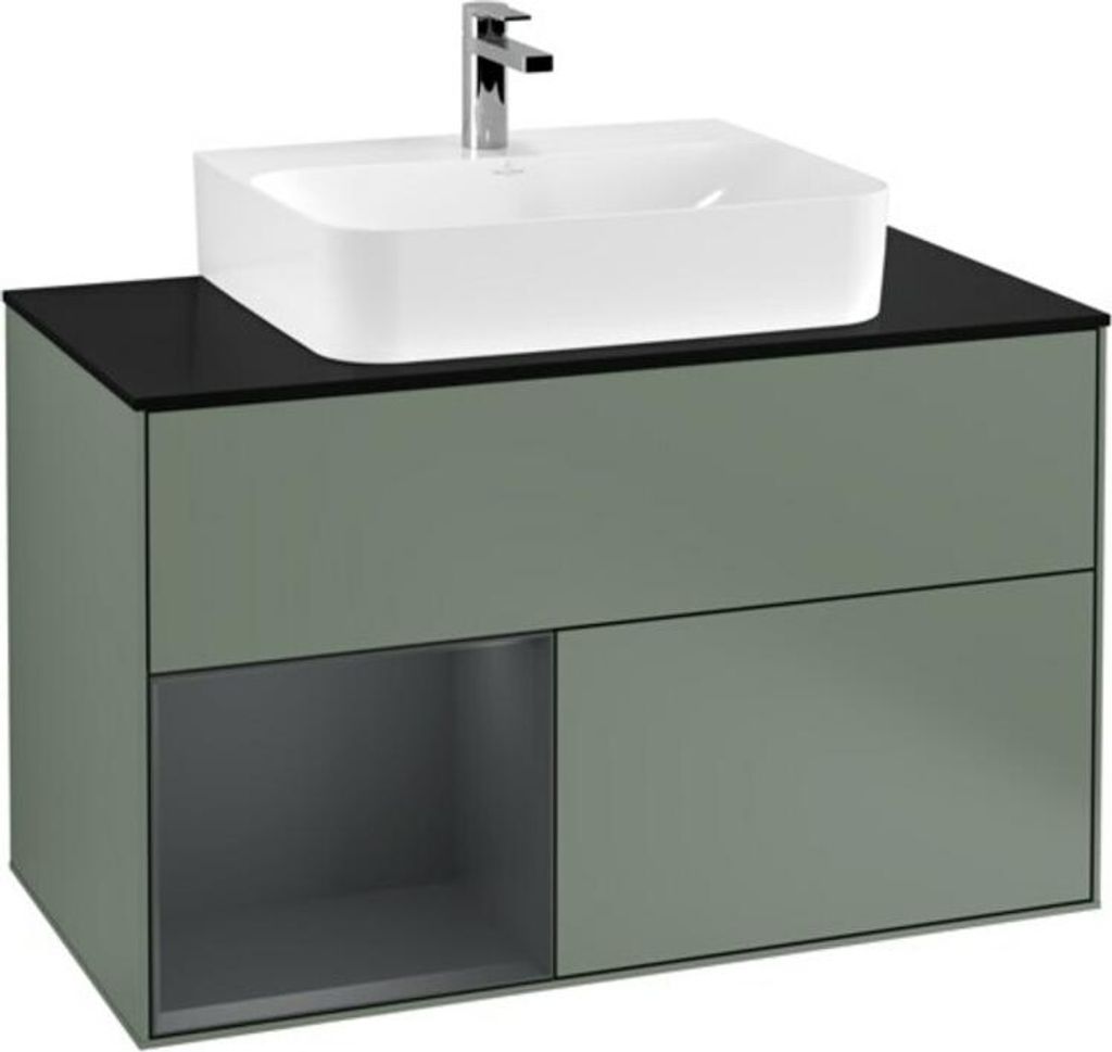 V&B Waschtischunterschrank Wandbeleuchtung Finion 100, Pl b m, Rg l md b m Lac, Oli. m Lac