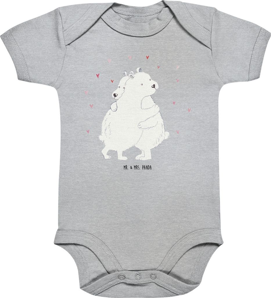 Mr. & Mrs. Panda Strampler Baby Eisbär Umarmen 1. - 3. Monat - Heather Grey - Geschenk, Einteiler, Lustige Sprüche, Babybody, Kurzarmbody, babykl...