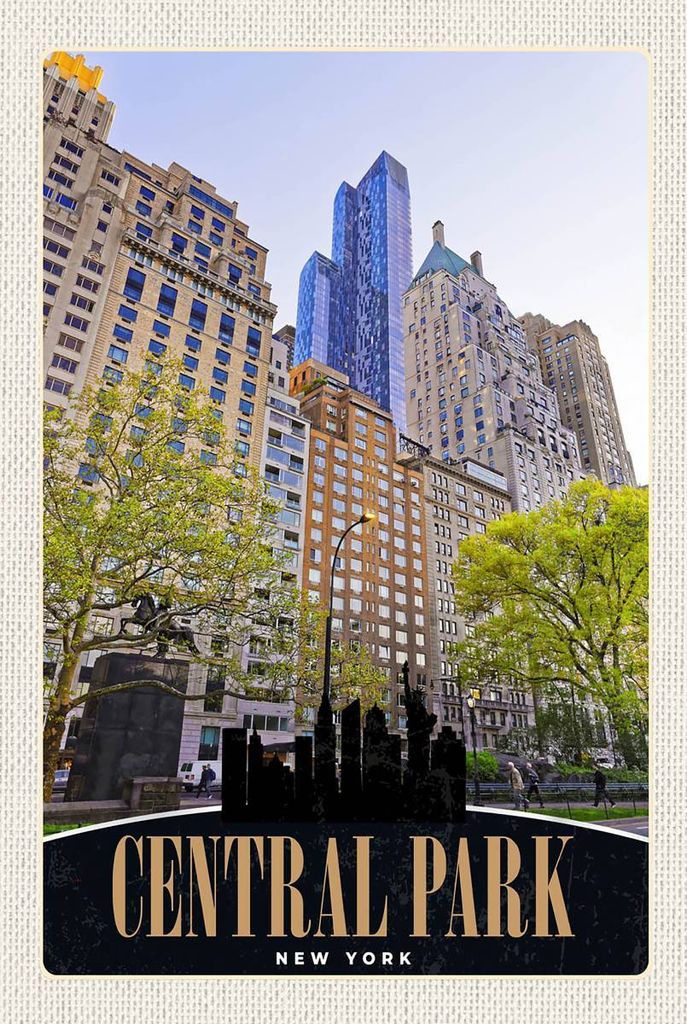vianmo Holzschild 18x12 cm Central Park USA New York Hochhaus Bildmotiv Reisemotiv Abenteuer Reisen