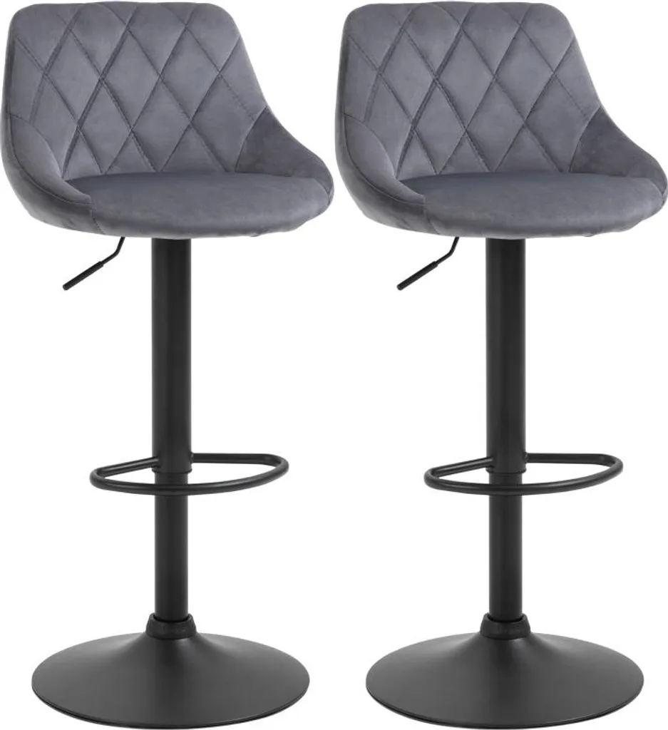 Tabouret de Bar Pivotant avec Dossier et Repose-pieds Gris Lot de 2