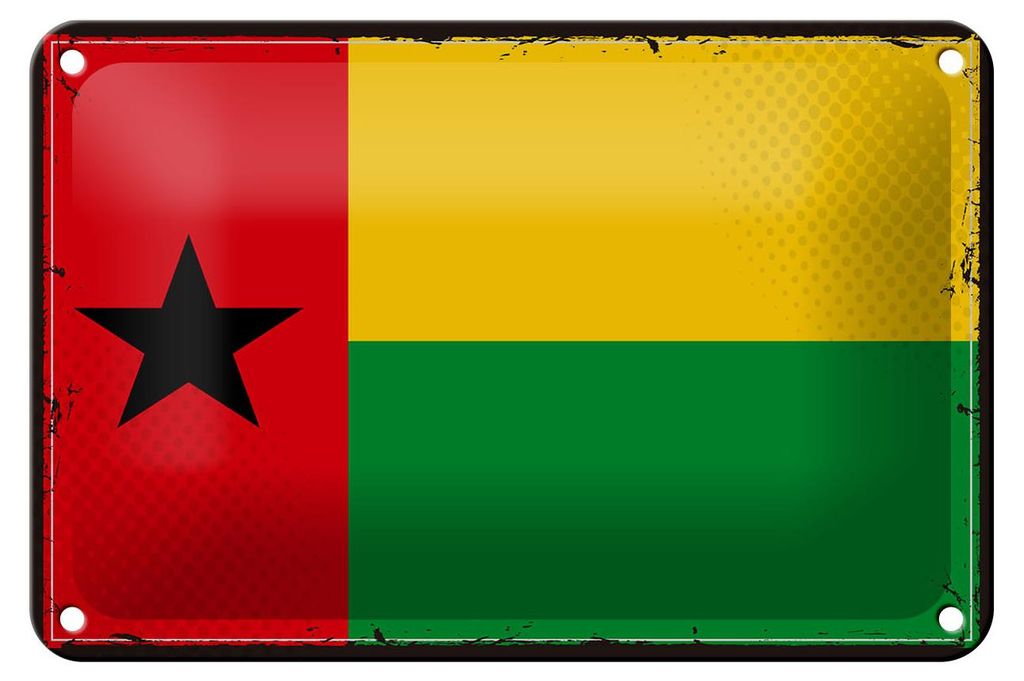 Blechschild Flagge Guinea-Bissaus 18x12cm Retro Guinea Dekoration