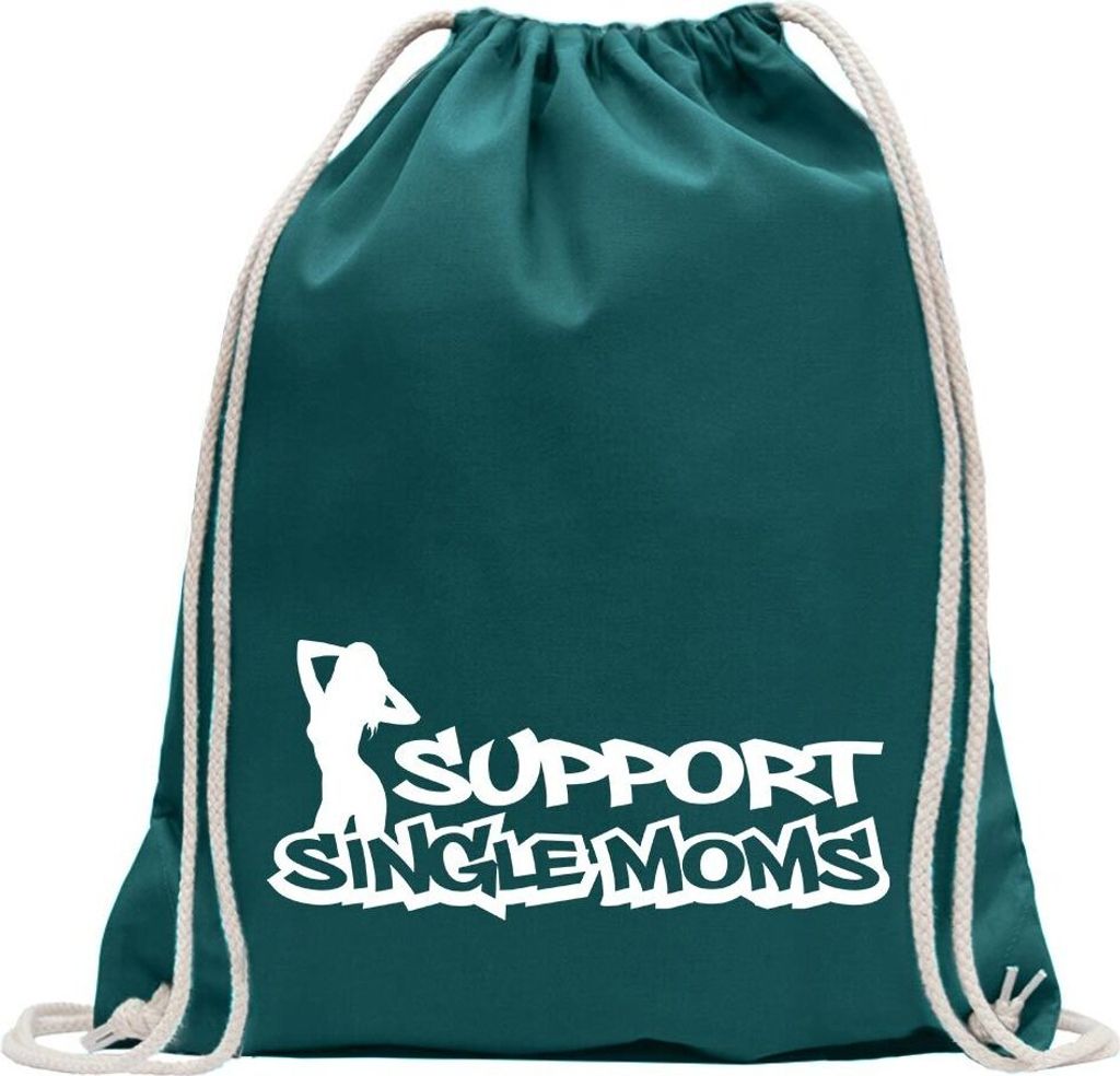 Kiwistar - Turnbeutel - petrol - Support Single Moms - Fun Rucksack Sport Beutel Gymsack Baumwolle mit Ziehgurt