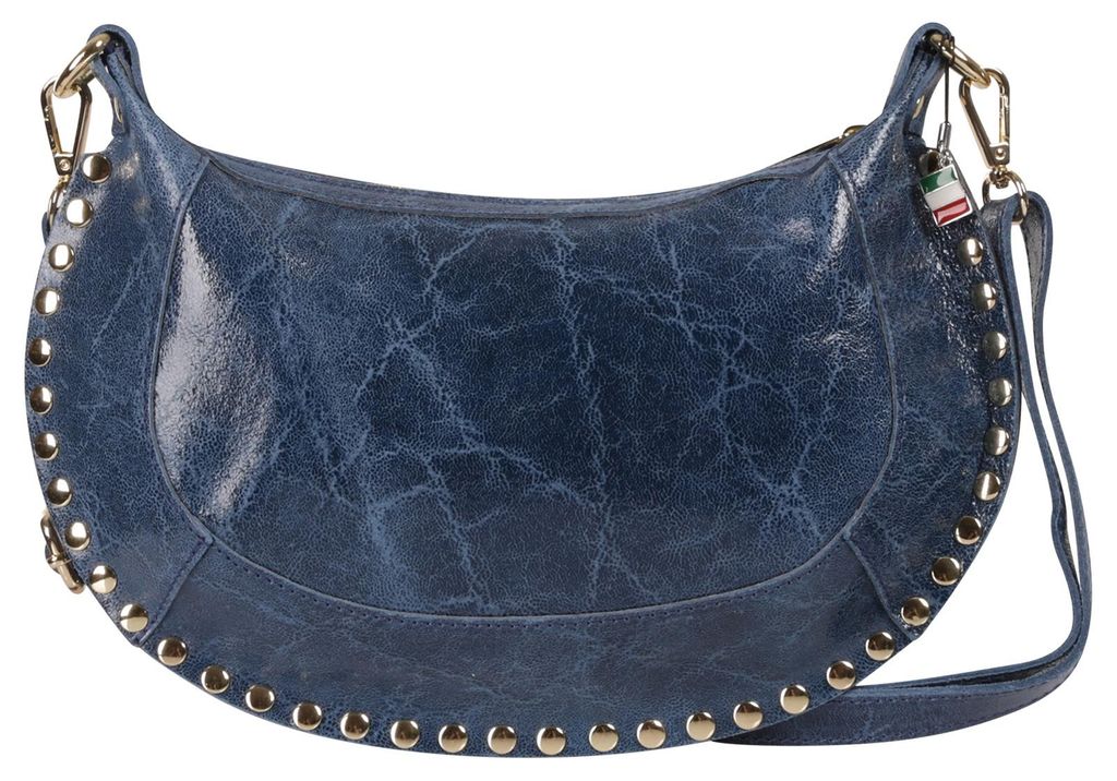 Florence Damen Satteltasche Nieten Echtleder blau OTF196B4