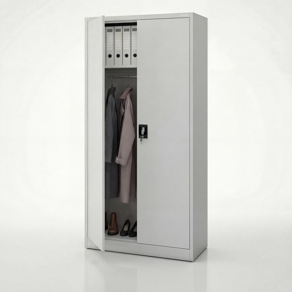 Metallschrank C34 Aktenschrank Werkzeugschrank Umkleideschrank Spind Flügeltüren Kleiderstange Pulverbeschichtung Metall Abschließbar 185 cm x 9...