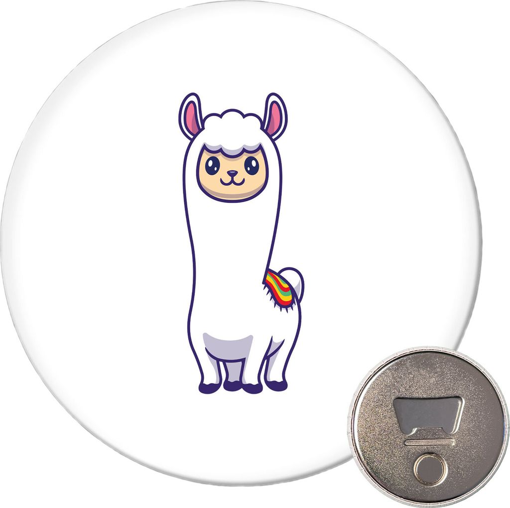 Huuraa Magnet Lama Comic 59mm Kühlschrankmagnet rund Flaschenöffner Geschenkidee