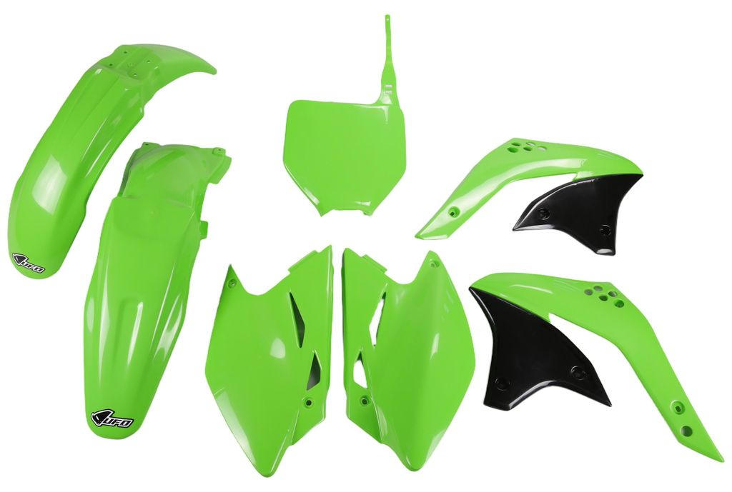 Verkleidungskit UFO PLAST 7-teilig Verkleidungssatz Kunststoff für Kawasaki KX F 450 ccm Bj. 2007, Farbe:grün OEM