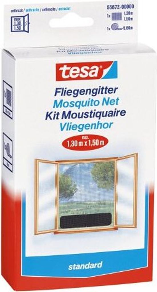 tesa sieť proti hmyzu STANDARD na okná, 1,50 m x 1,30 m Obrázok produktu 