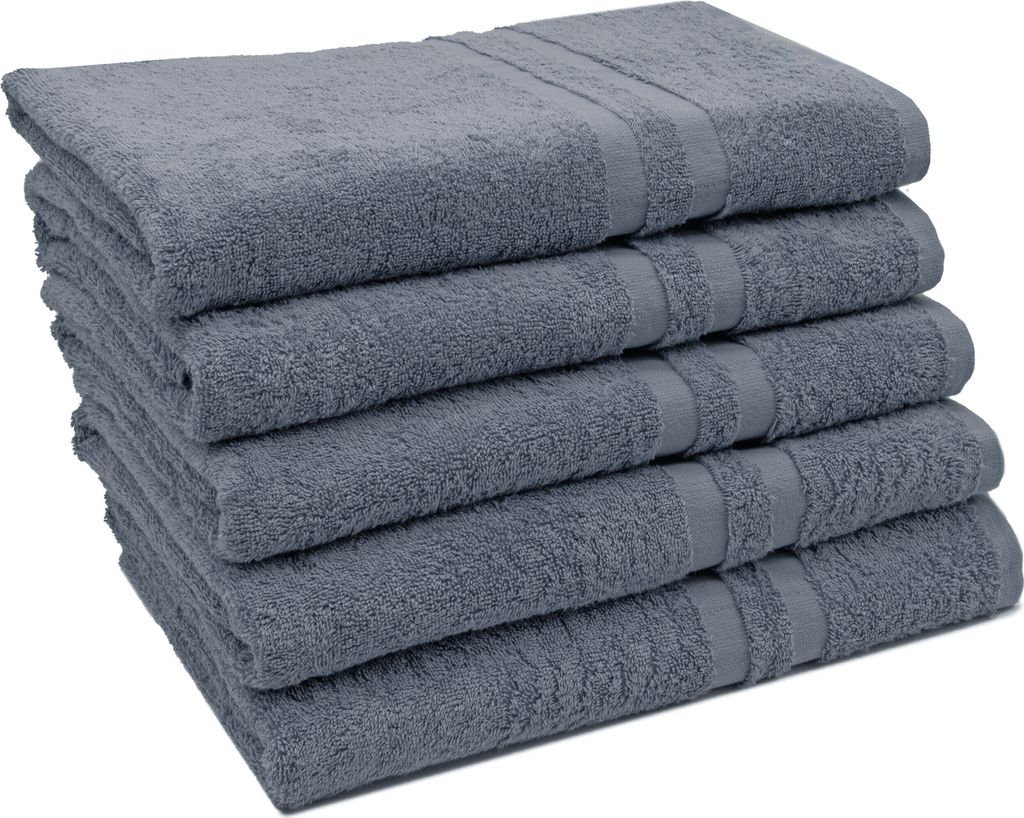 5er Set Duschtücher, 70x140 cm, 100% Baumwolle, grau Produktbild 1