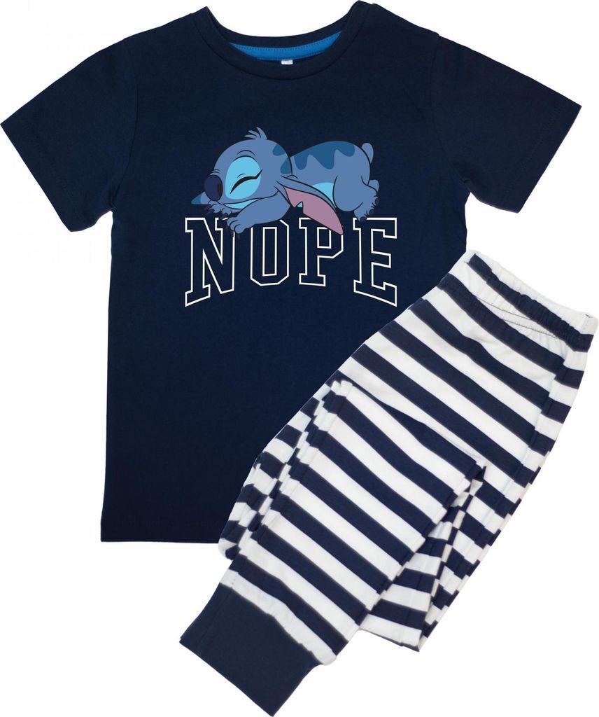Lilo & Stitch - Schlafanzug mit langer Hose für Jungen kurzärmlig BI54163 (104) (Marineblau)