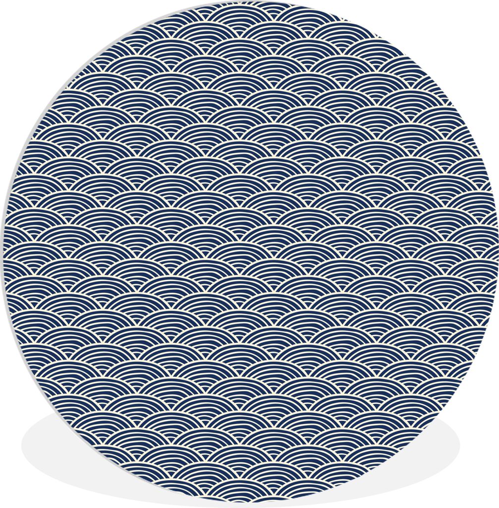 MuchoWow Rundes Wandbild - Runde Bilder Golf - Asiatisch - Blau - Muster Ø 90 cm Kreis Wanddekoration Kunststoff - Wandkreis - Wandschmuck - Wan...