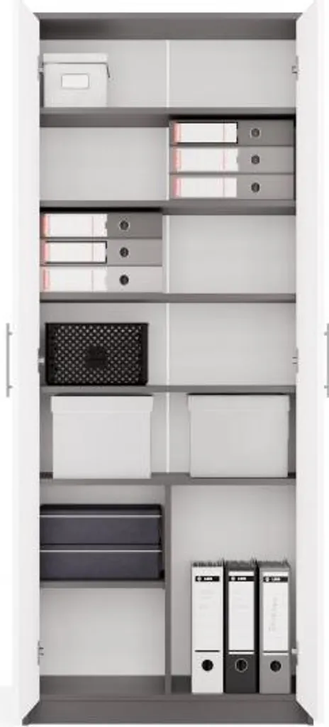 Bibliothèque de bureau RAINER bicolore anthracite blanc en bois robuste - 9