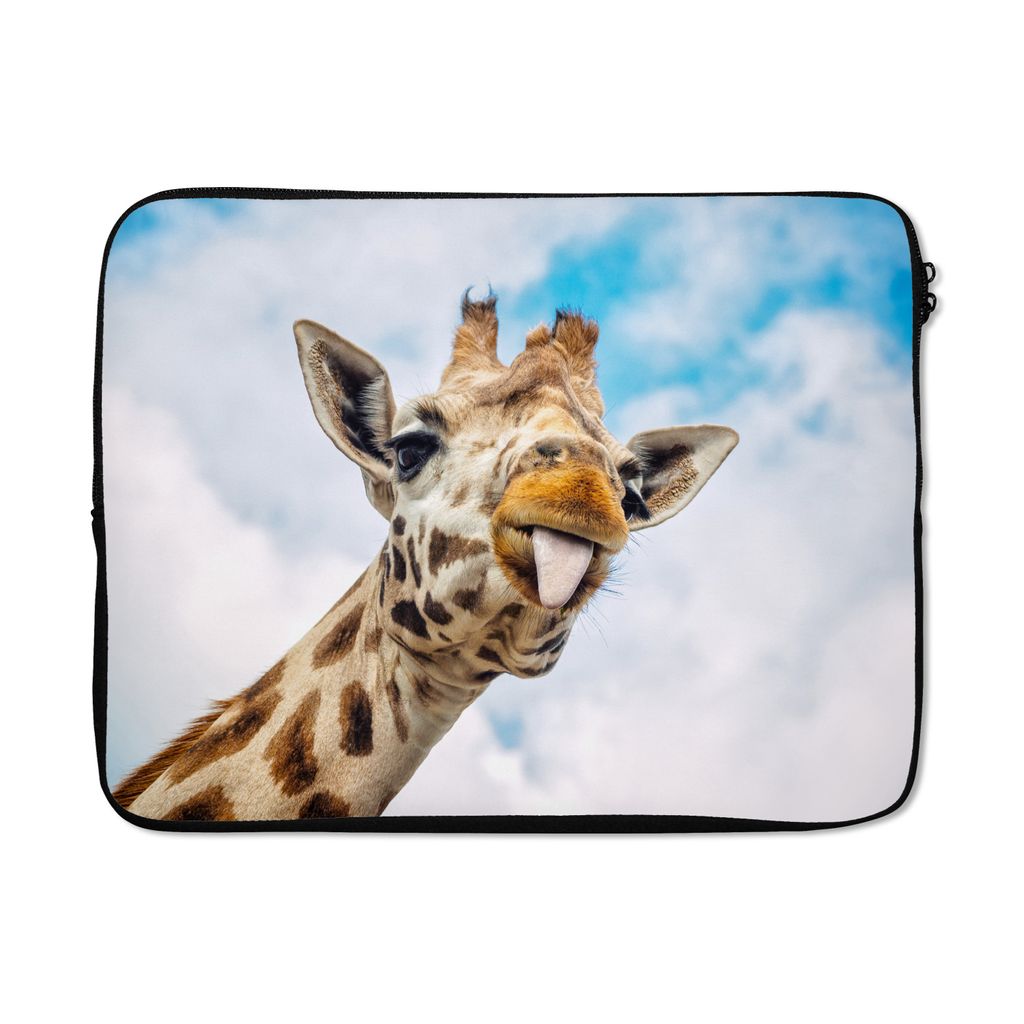 MuchoWow Laptop Hülle 17 Zoll Laptoptasche Giraffe - Lustig - Zunge - Kinder - Jungen - Mädchen - Kind - Zipper - Schutzabdeckung