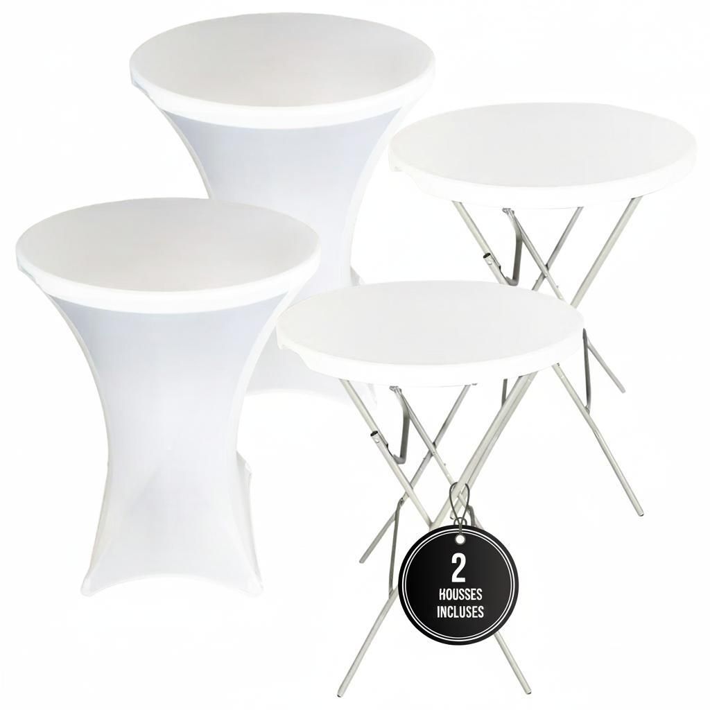 IvoQ Lot de 2 Mange-debout Blancs – Inclus 2 Housses Image du produit 
