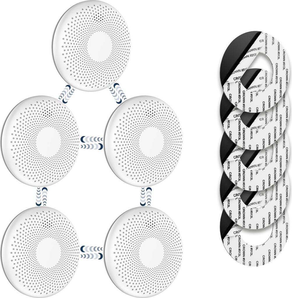 SAVS CS11R Vernetzbarer kombinierter Rauch und CO Melder 5er-Pack – 10 Jahre Batterie – Extra dünnes Design – Kein LED-Licht – Montage ohn...