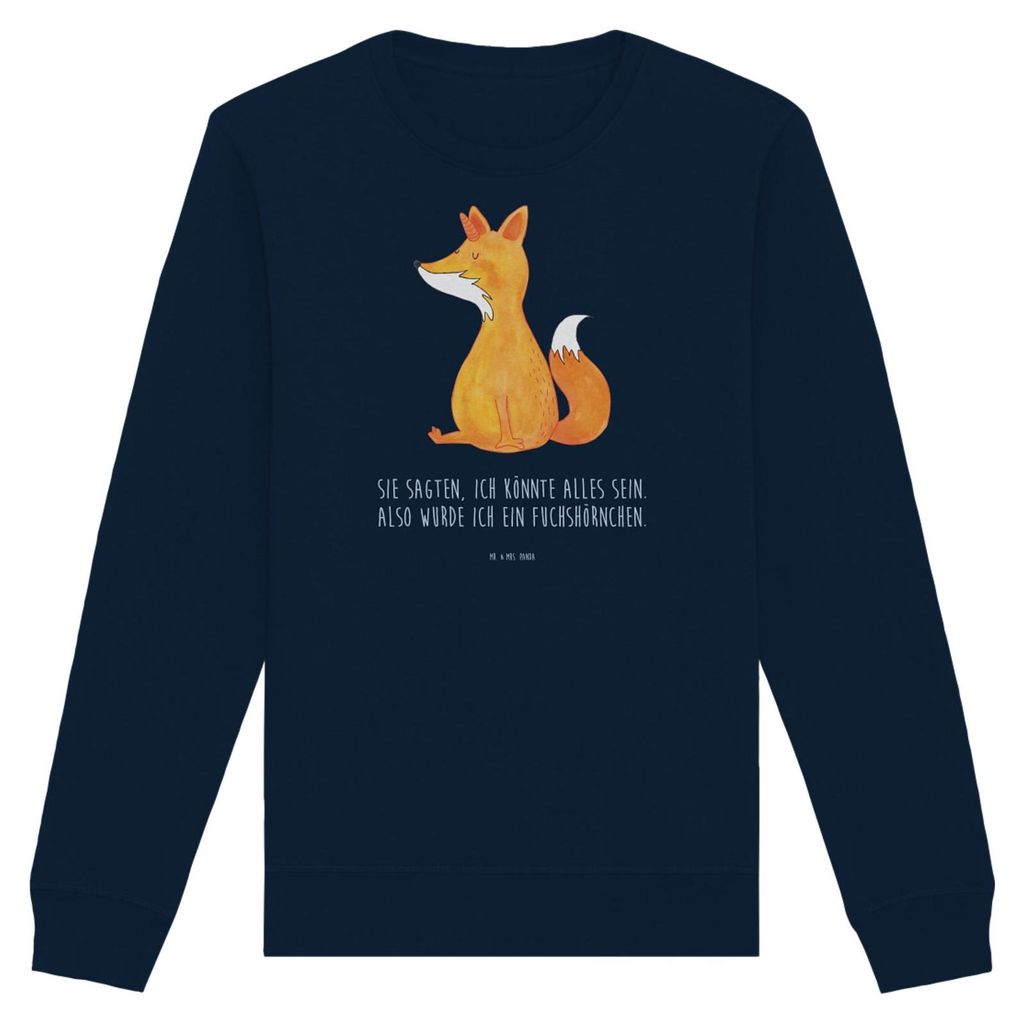 Mr. & Mrs. Panda Baumwoll Pullover Einhorn Fuchs Größe XS - French Navy - Geschenk, Sweatshirt, Füchse, Sweater, Pulli, Einhörner, Unicorns, Fu...