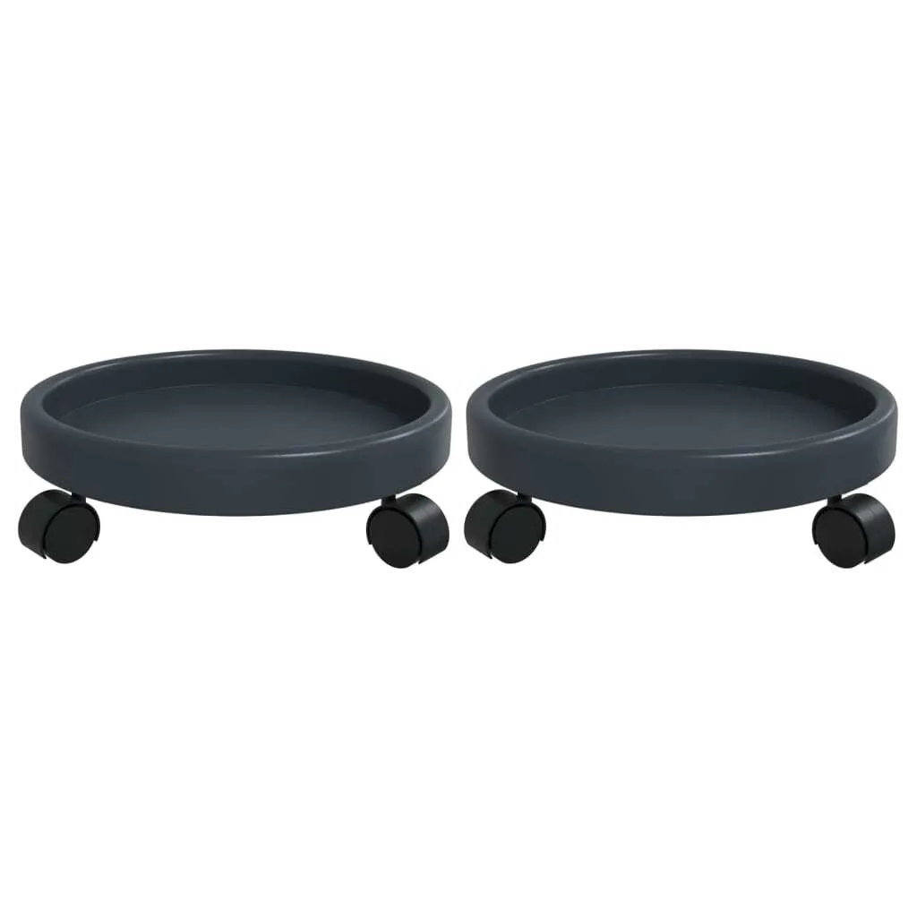 Roule-plantes gris 34 cm avec roues robustes pour pot de fleurs 2 pcs
