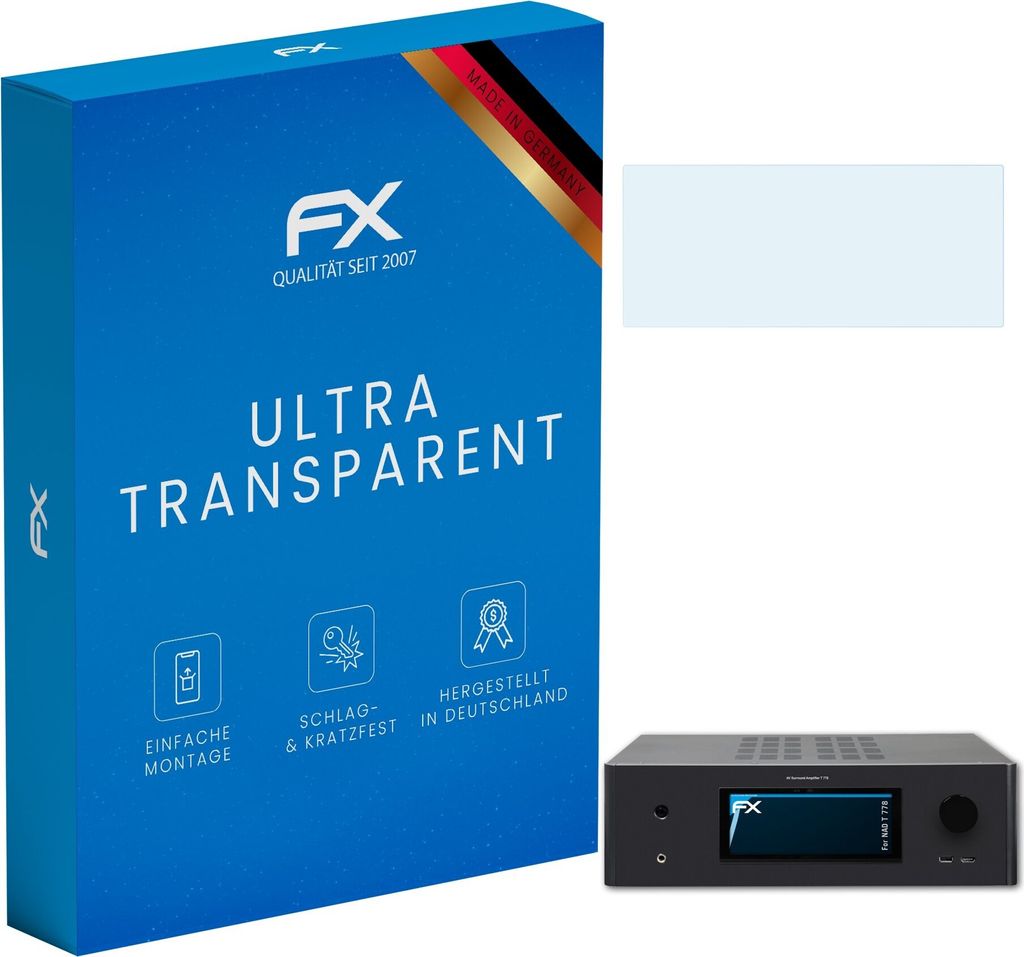 atFoliX FX-Clear 3x Schutzfolie kompatibel mit NAD T 778 Displayschutzfolie