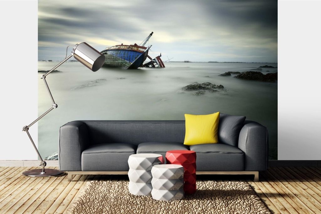 Vlies Fototapete SCHIFFWRACK 375 x 250 cm (inkl. Kleister) - Vlies Tapete, Wandtapete, Wandbilder - Tapete für Wohnzimmer Schlafzimmer, Büro, Kü...