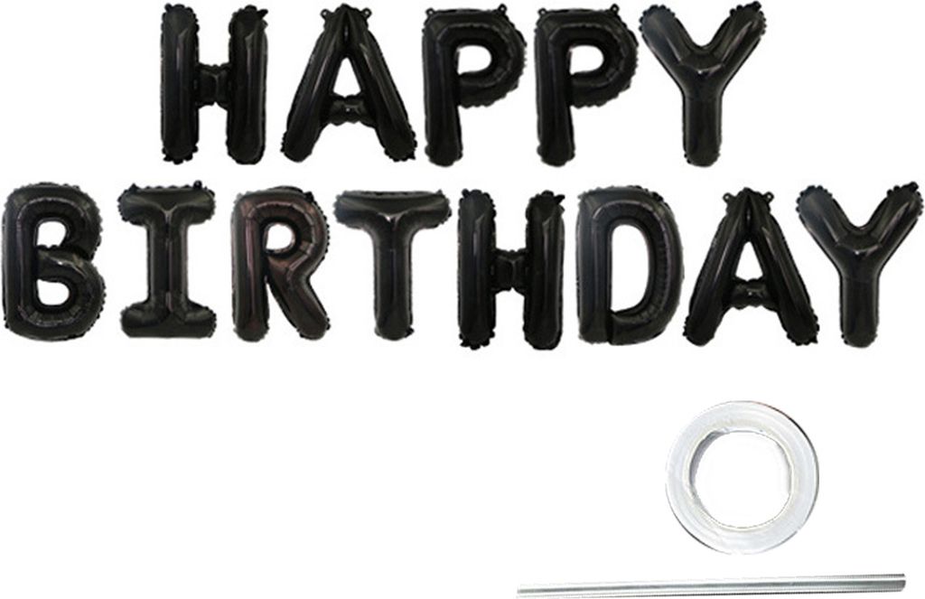 Alles Gute zum Geburtstag Ballons wiederverwendbare Feste feine Arbeit für Geburtstagsfeier Dekorationen Bannerballons für das Sammeln-Schwarz